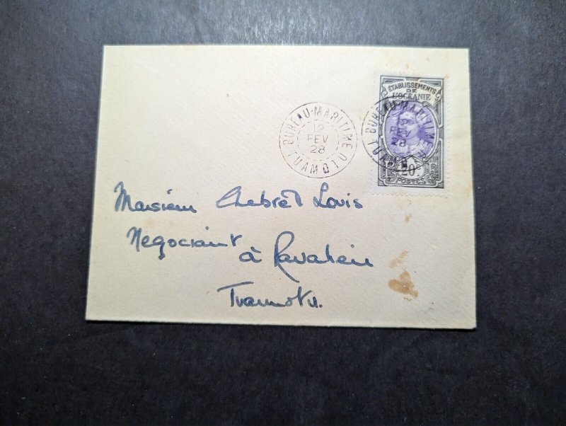 1928 France Polynesia Tahiti Cover Tuamotu Local Use Only Recorded Example