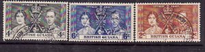 British Guiana-Sc#227-9- id9-used KGVI Omnibus set-Coronation-1937-