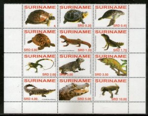 Suriname 2007 Crocodile Tortoise Lizard Reptiles Sc 1353 Setenant 12v MNH # 7872