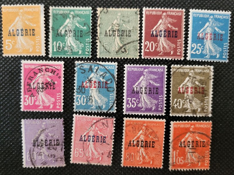 ALGERIA, 1924-26, French SOWER, overprnt.,  short set of 13, SCV$10.00