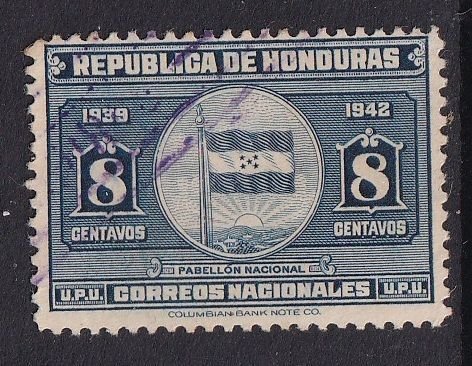 Honduras  #340  used  1939 flag 8c