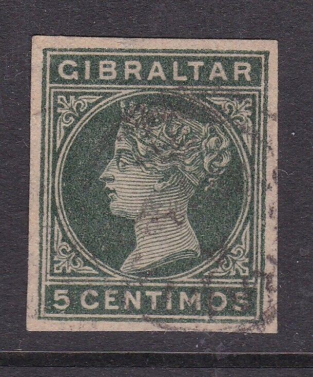 Gibraltar 5 centimos Victoria Postal Stationary Cutout VGC