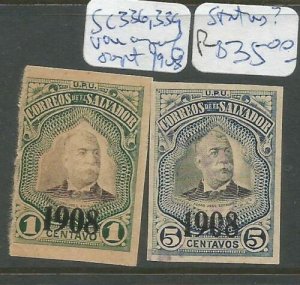 El Salvador SC 336-339 Imperf Overprint 1908 Status Unknown MOG (4cqr) 