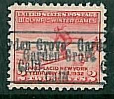 USA - OLYMPIC GAMES 1932 LAKE PLACID - pre-stamped 2 CENT - GARDEN GROVE, CAL #1
