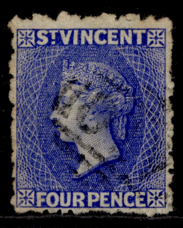 ST. VINCENT QV SG38, 4d bright blue, USED. Cat £120.