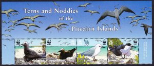 Pitcairn WWF Seabirds Narrow Top Strip of 4v with names 2007 MNH SC#647a-d