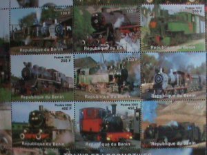 ​BENIN-STAMP-2002 CLASSIC TRAINS CTO- MNH STAMP SHEET RARE