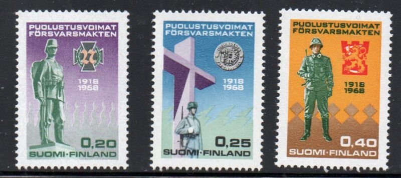 Finland Sc 471-73 1968 National Defence, stamp set mint NH