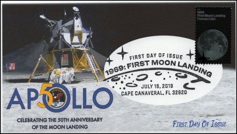 19-139, 2019, Moon Landing  Apollo 11, Pictorial Postmark, FDC, Cape Canaveral