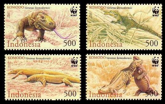 Indonesia WWF Komodo Dragon 4v SG#2620/23 SC#1911-14 MI#2005-08