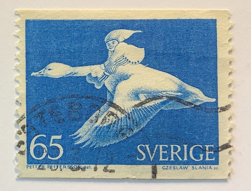 Sweden 1971  Scott 747A used - 65o, Nils Holgersson riding Wild Goose