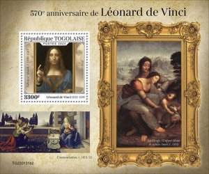 Togo - 2022 Italian Artist Leonardo da Vinci - Stamp Souvenir Sheet - TG220131b2