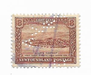 Newfoundland #178 Ayre Perfin Used - Stamp - CAT VALUE $16.50