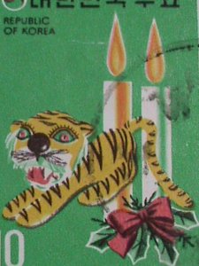 ​KOREA-1974 SC#880  NEW YEAR-YEAR OF THE LOVELY TIGER USED STAMP-VERY FINE