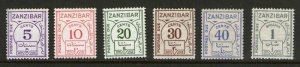 Zanzibar 1936 Postage due Sc J18-23 MH