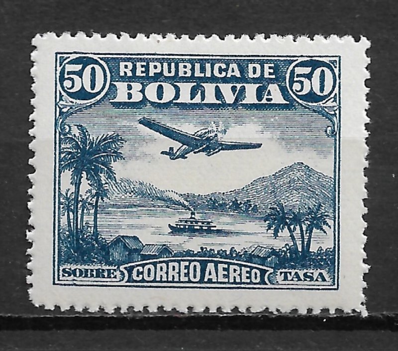 1930 Bolivia C31 Airplane and River Boat 50c MHR