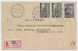 1st Flight Helsinki, Finland to Copenhagen, Denmark 1948 Registered (50183)