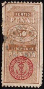 1866 Finland Revenue 50 Penni General Tax Duty Cancelled