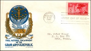 Scott 985 3 Cents Grand Army Republic Staehle FDC Typed Address Planty 985-23