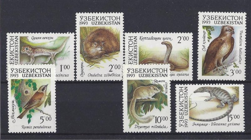 Uzbekistan MNH 7-13 Fauna Wildlife 1993