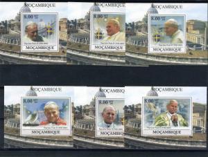 Mozambique 2009 POPE JOHN PAUL II (6) Deluxe s/s Imperforated Mint (NH)