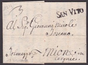 ITALY 1818 entire folded letter ex SAN VITO.................................z114