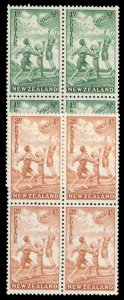 New Zealand #B16-17 Cat$128, 1940 Children at Play, set of two in blocks of f...