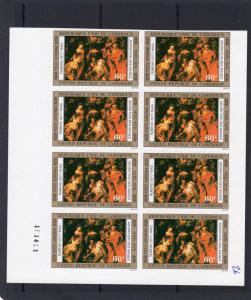 Cameroun 1976 Sc#C235/C238 Famous Paintings/Christmas Block of 8 Imperforated