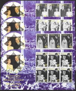 ST.HELENA SG1023/6 2007 ROYAL DIAMOND WEDDING SET IN MNH SHEETLETS OF 6 (m)