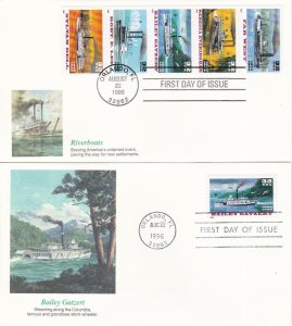 United States # 3091-3095, 3095a, Riverboats, Fleetwood First Day Cover