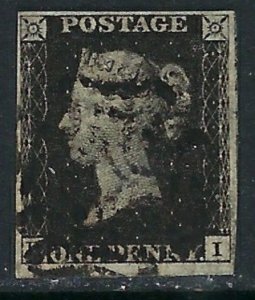 Great Britain #1 Used 1840 issue (ak3643)
