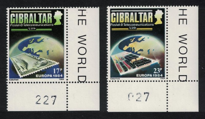 Gibraltar Europa CEPT Posts and Telecommunications 2v Corners 1984 MNH