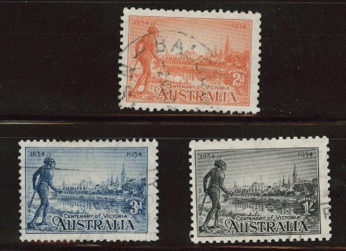 Australia Scott 142-144 Used 1934 Victoria centenary set