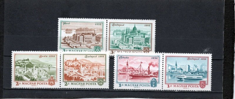 HUNGARY 1972 ARCHITECTURE/VIEW OF BUDAPEST SET OF 6 STAMPS MNH