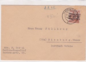 Germany 1948 British + American Zone Overprint Stamps Cover Ref 24283