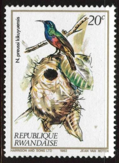 RWANDA Scott 1130 MNH** bird stamp