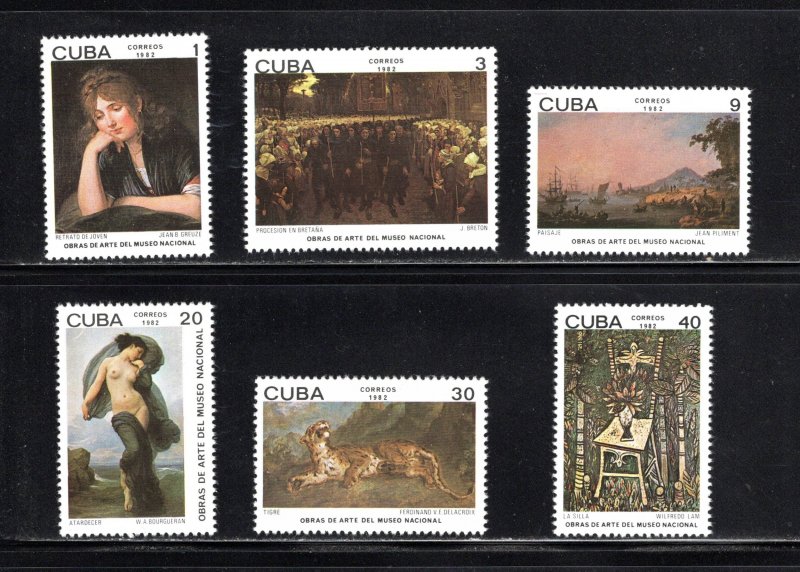 CUBA Sc# 2510-2515 NATIONAL MUSEUM PAINTINGS art CPL SET of 6 1982 MNH