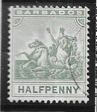 Barbados #71  1/2p Queen Victoria  green (U)  CV$0.25