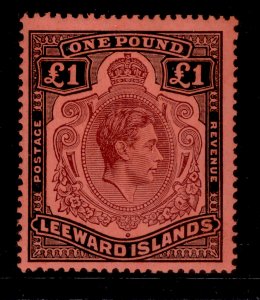 LEEWARD ISLANDS GVI SG114b, £1 brown-purple and black/salmon, LH MINT. Cat £45.