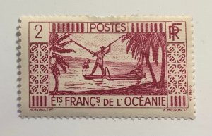 French Oceania 1934 Scott 81 MH - 2c, Fisherman