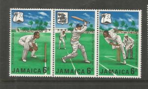 JAMAICA, 268A, MNH, STRIP OF 3, MARYLEBONE CRICKET CLUB