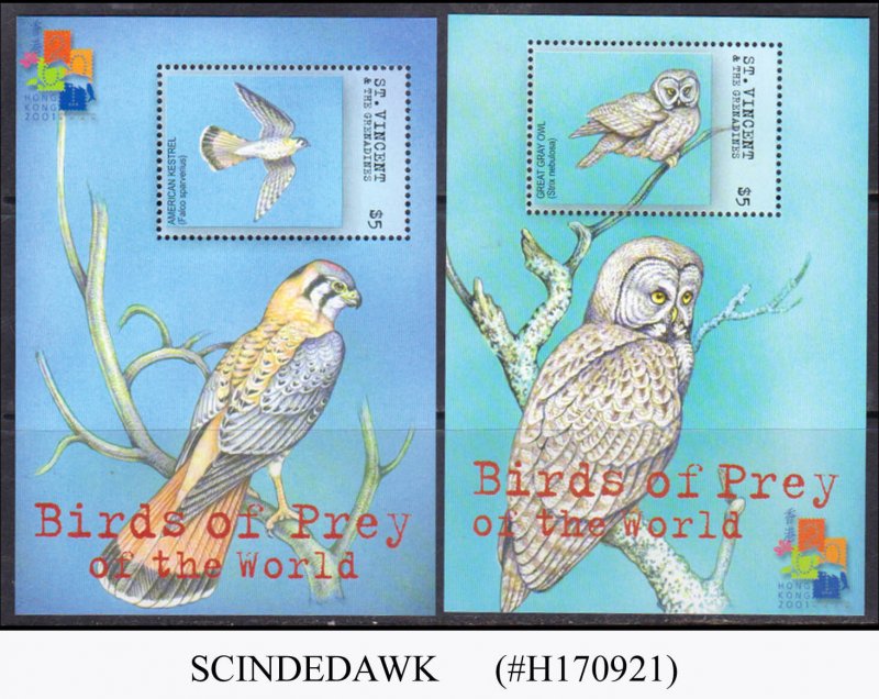 ST. VINCENT GRENADINES - 2001 BIRDS OF PREY - 2-MIN/SHT MINT NH