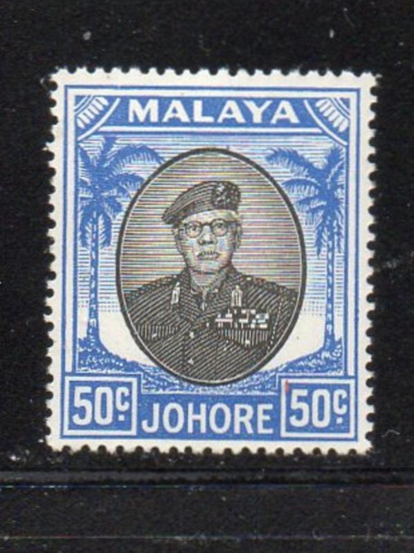 Malaya Johore Sc 147 1949 50c ultra & blk Sultan Ibrahim stamp mint NH