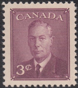 Canada 1950 MNH Sc #291 3c George VI without 'Postes-Postage'