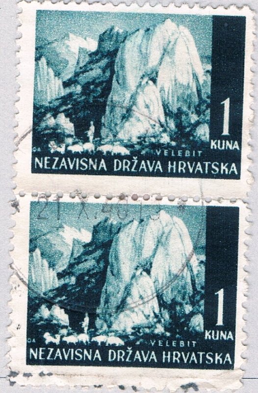 Croatia 33 Used V Pair Velebit Mountains 1941 (BP87205)