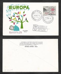 SD)1962 SAN MARINO FIRST DAY COVER, EUROPA CEPT ISSUE, XF