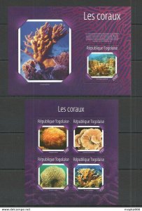 2014 Togo Flora Marine Life Corals Coral Reefs Les Coraux Kb+Bl ** Tg510