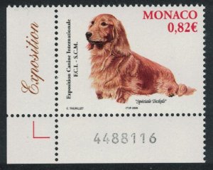 Monaco Dachshund Intl Dog Show Monte Carlo Corner Number 2005 MNH SG#2698
