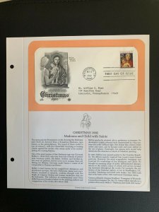 Christmas 1992 Madonna and child with saint stamp FDC with introduction pages