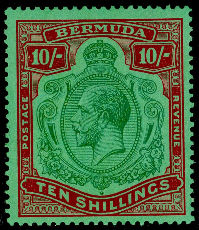 BERMUDA SG92g, 10s green & red/dp emerald, NH MINT. Cat £150.